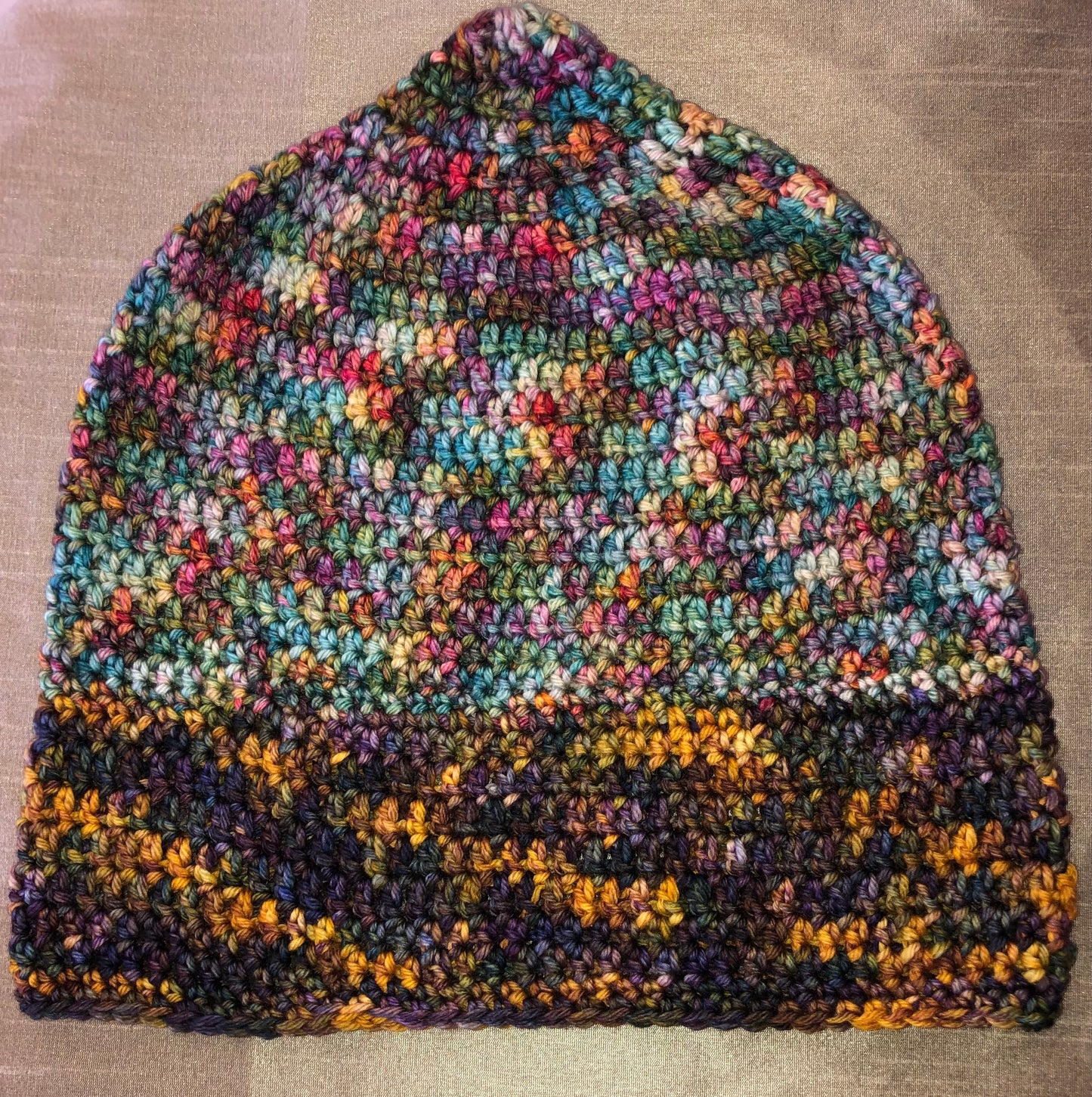 Multi-Turquoise Brim Toned Long Beanie