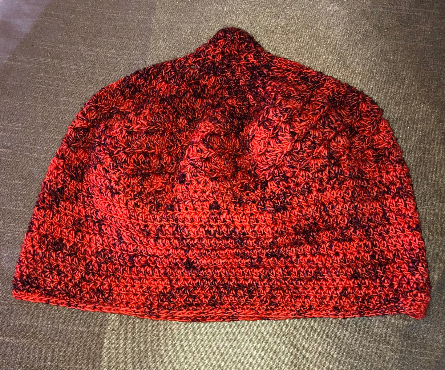 Orange and Purple Beanie with Scallop Stitch